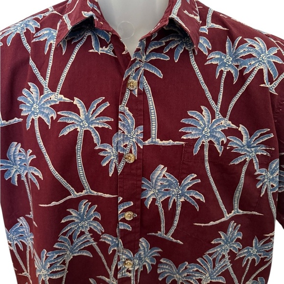 COOKE STREET Maroon & Blue Palm Trees Aloha Hawaiian Shirt Men S Small - Picture 2 of 5